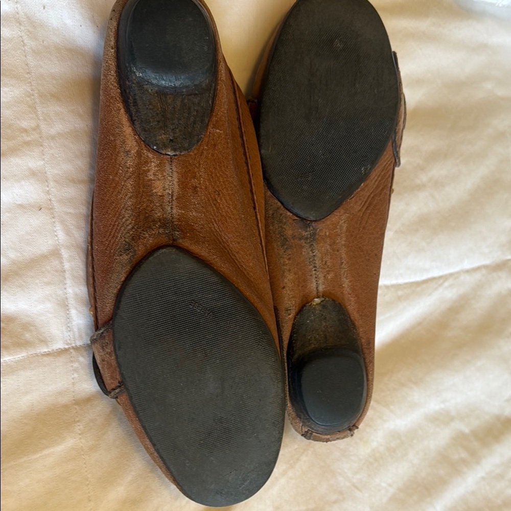 Chloe Brown Leather Flats with Classic Buckle Design - Picture 2 of 8